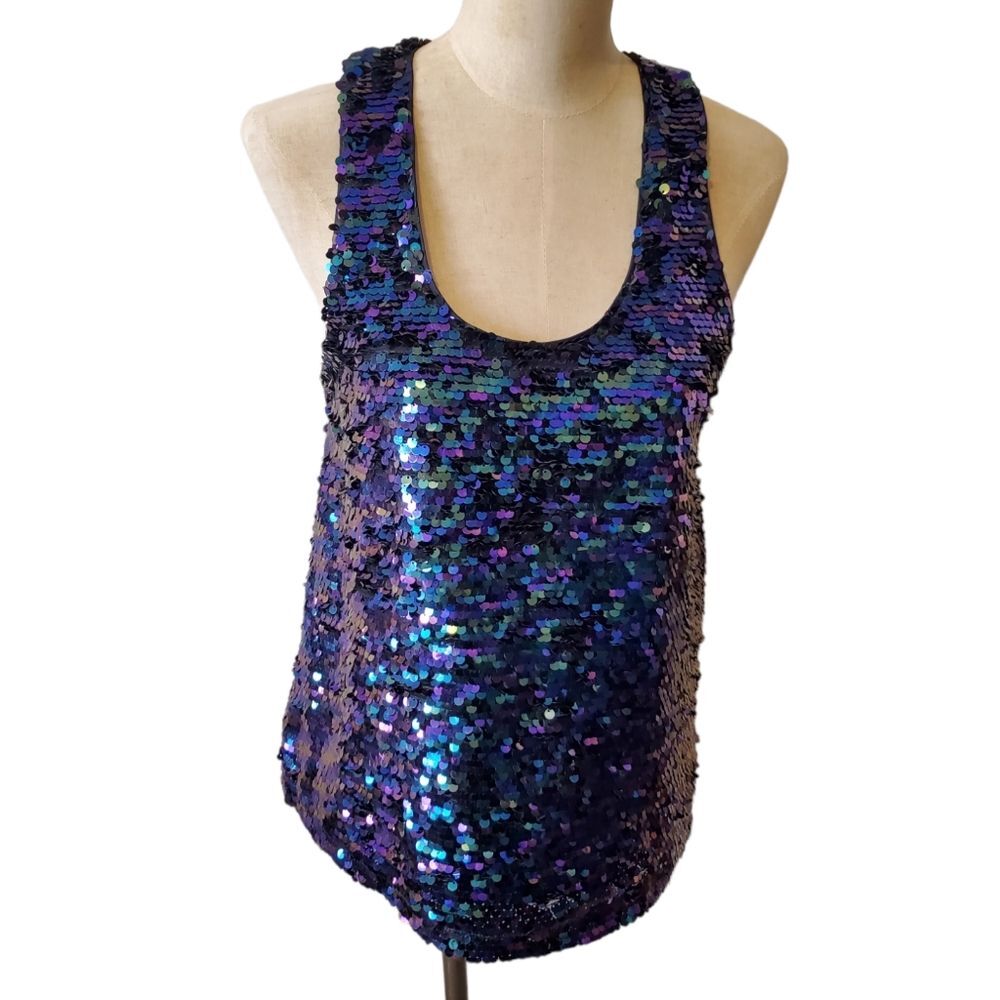 Forever 21 purple & green sequin top medium